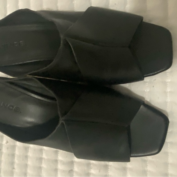 Vince Vona Slide Square Toe Leather Black Size 6.5 - Picture 4 of 5